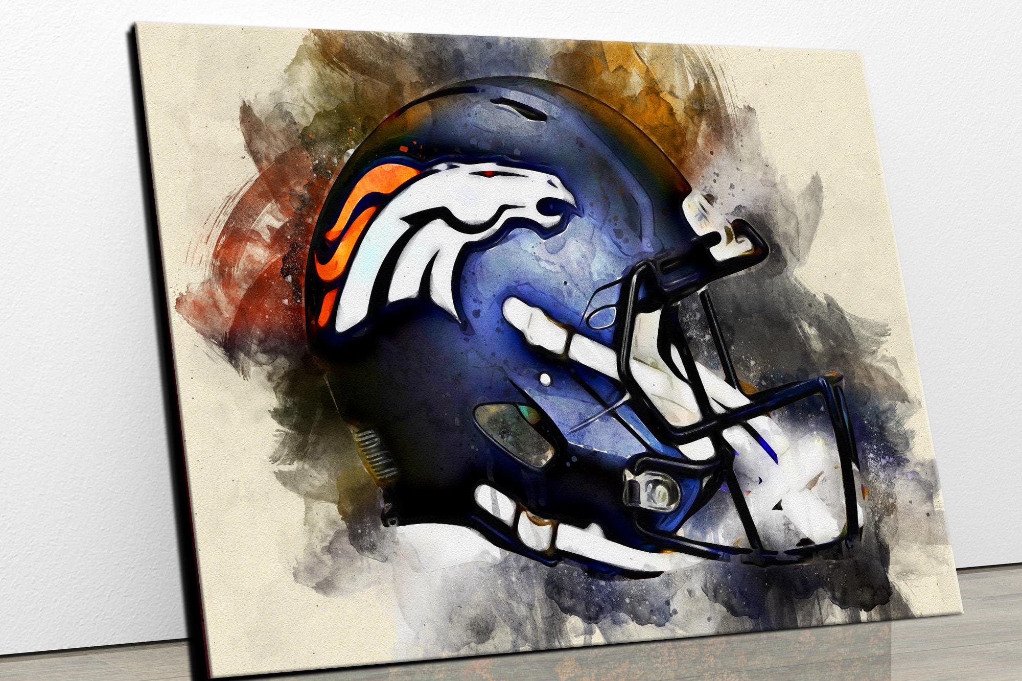 デンバー・ブロンコスのヘルメットキャンバスアート：NFLフットボール