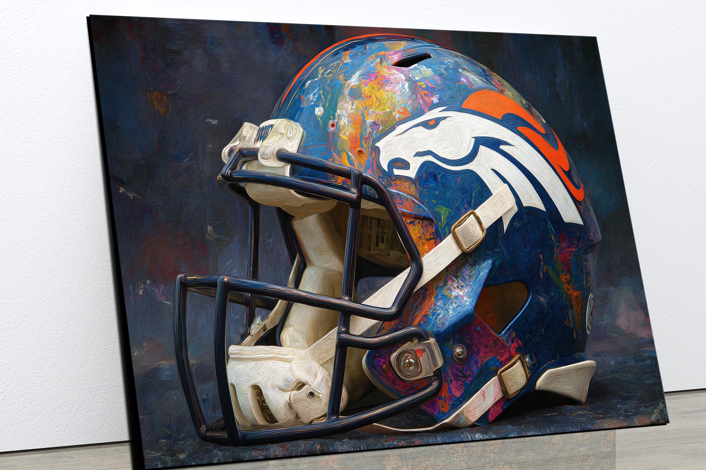 デンバー・ブロンコス ヘルメット 油絵デザイン キャンバスプリント