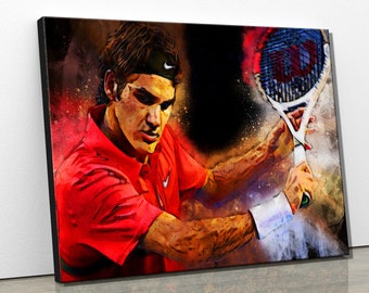 Roger Federer Canvas Watercolor Painting Wallart