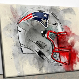 New England Patriots NFL Helmet Oil Paint Design Canvas Art Gift For New England Patriots FANS