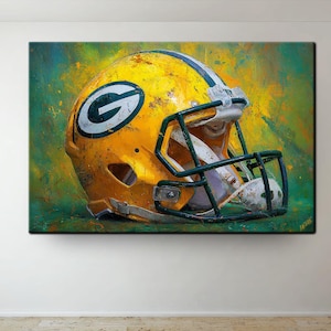 Green Bay Packers NFL Helmet Oil Paint Design V2 Canvas Art Gift For Green Bay Packers FANS