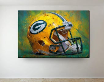 Green Bay Packers Helmet Canvas Art: NFL Football Gift