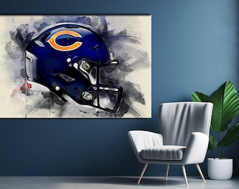 Chicago Bears Helmet Canvas Art: NFL Football Gift