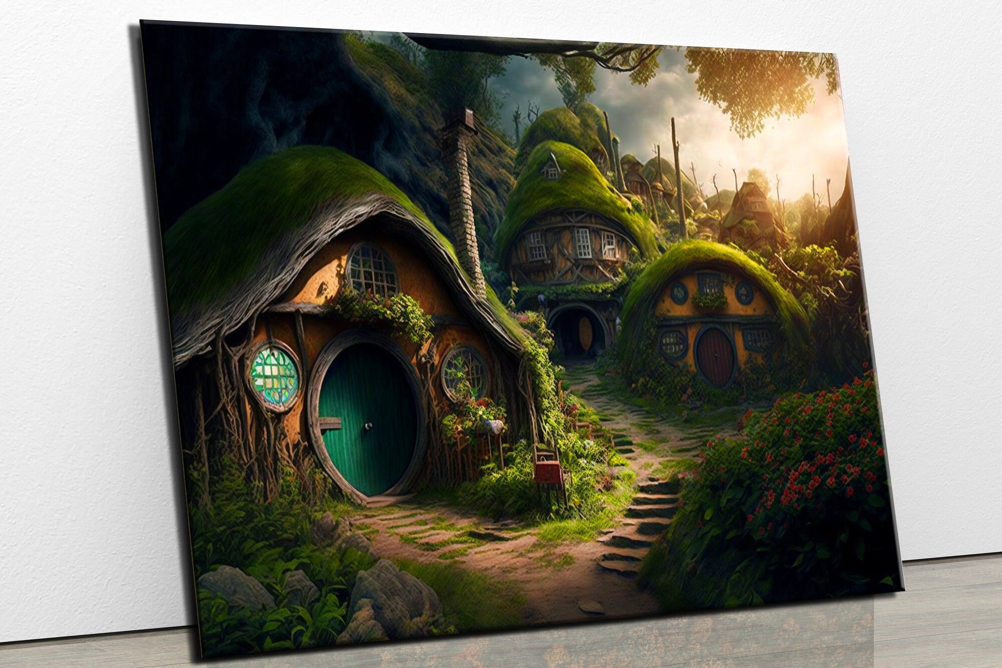 Lord of the Rings Hobbit Shire View Oil Painting Design Canvas Print ...