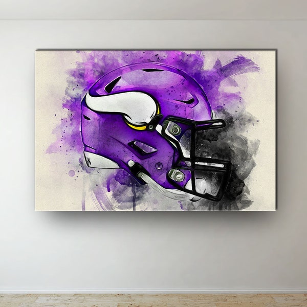 Minnesota Vikings NFL Helmet Oil Paint Design Canvas Art Gift For Minnesota Vikings Fans