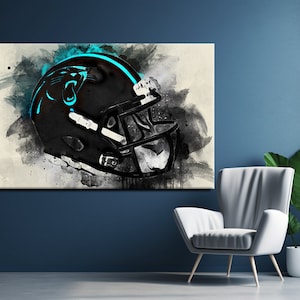 Arte en lienzo con el casco de los Carolina Panthers: regalo para un fanático del fútbol americano de la NFL