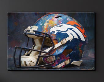Denver Broncos Helmet Oil Painting Design Canvas Print Football Wall Art  NFL Team Decor  Sports Fan Gift Man Cave Poster Broncos Art Print