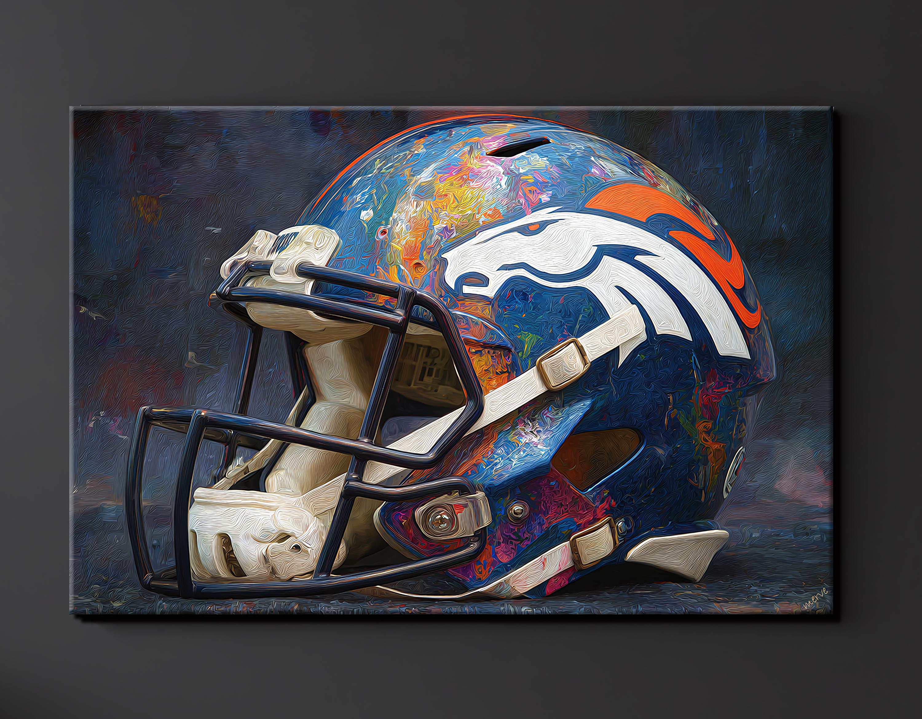 デンバー・ブロンコス ヘルメット 油絵デザイン キャンバスプリント