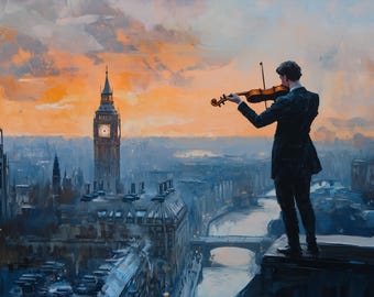 Sherlock Holmes London Canvas Print: Watercolor Cityscape Art