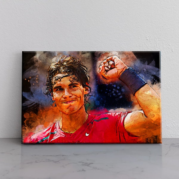 Affiche de peinture sur toile de Rafael Nadal, cadeau d'art mural pour les fans, prête à être accrochée