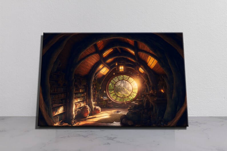 Lord of the Rings Hobbit Shire Library Oil Painting Design Canvas Print ...