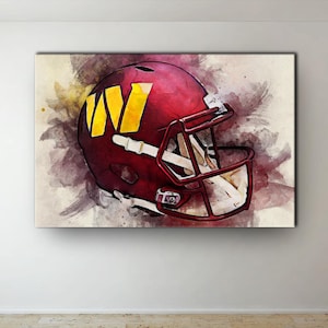 Washington Commanders NFL Helmet Oil Paint Design Canvas Art Gift For Washington Commanders FANS