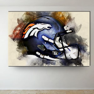 Obraz na płótnie z hełmem Denver Broncos: prezent dla futbolisty NFL