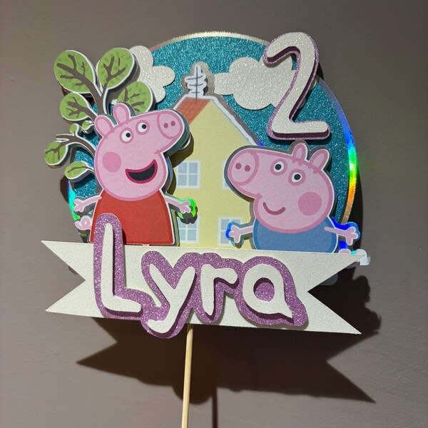 Peppa pig themes cake topper