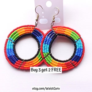 097 LGBTQ Earrings, GIFT For Her African Earrings Wholesale, Masai Earrings Bulk, African Earrings Black Owned, Kenya Earrings, Bead Earring