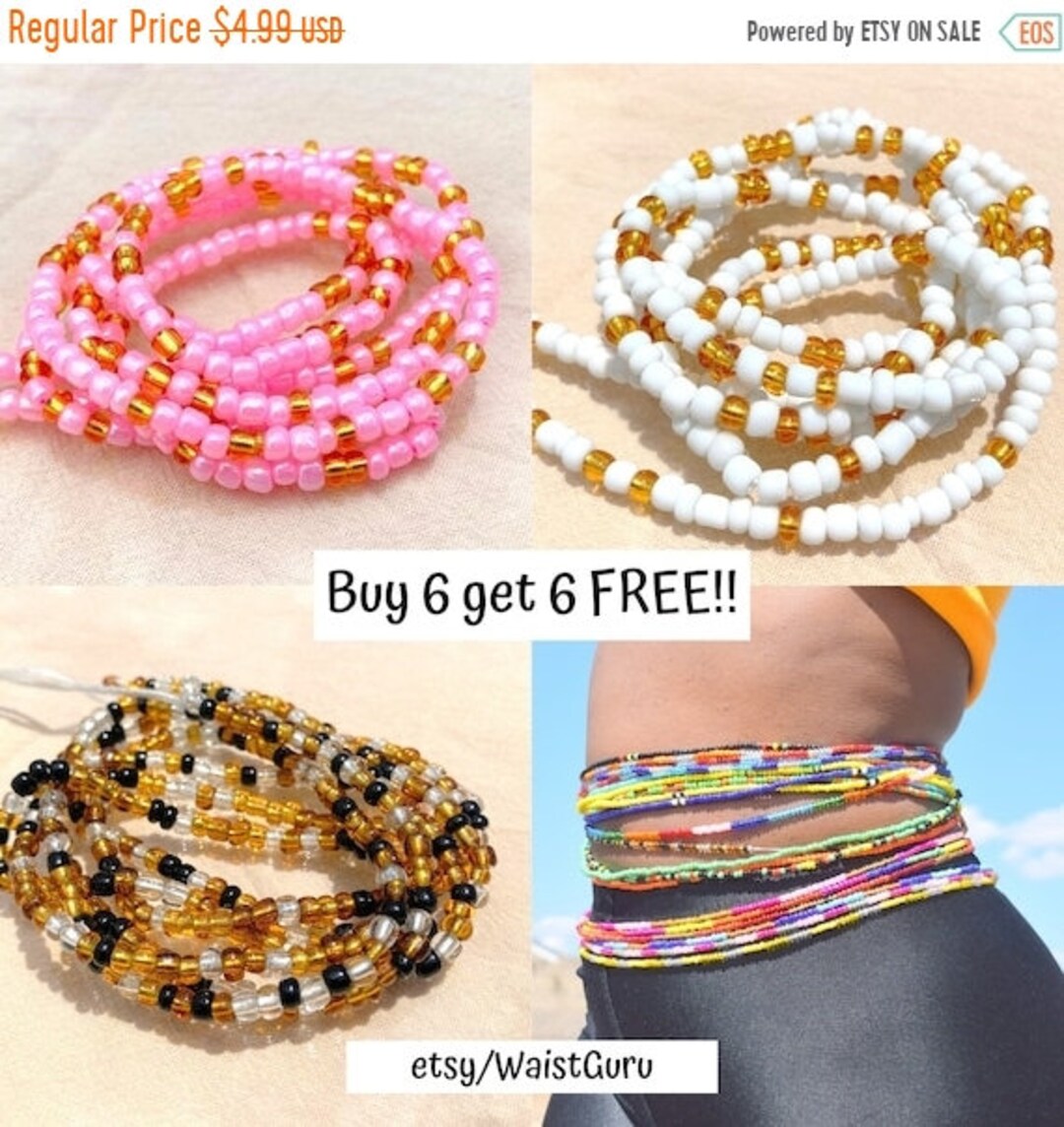 ELASTIC Waist Beads, Waist Beads, Stretchy Waist Beads, Tie on Waist