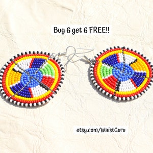 115 Buy 3 get 2 FREE Handmade Earrings Beaded, Masai Earrings, African Bead Earring, Gift For Her, Boho Earrings Dangle, African Jewelry
