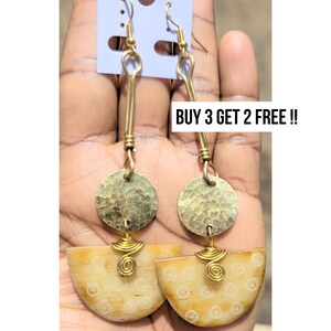 880 Gold Earring Set, Boho Jewelry, Dangle Drop Earrings, Brass Earrings, Birthday Gift, African Jewelry, Ethnic Earring, Earrings For Women