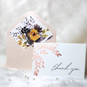 MUDRIT 20 leere Roségoldfolie Dankeskarten mit Liner Umschlägen und Blumenaufklebern | Hochzeiten, Braut , Verlobung ,Babyparty, Geschäft
