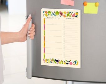 Magnetic Weekly Meal Planner Notepad with Tear Off Grocery Shopping List for Fridge/Refrigerator - 52 sheets, Size - 7” x 10” inches