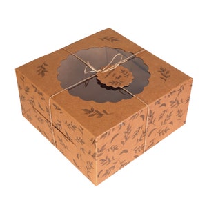 Kraft Bakery Box with Window (10 Pack): Cake, Cookies, Pastries (10x10x5 Inches)