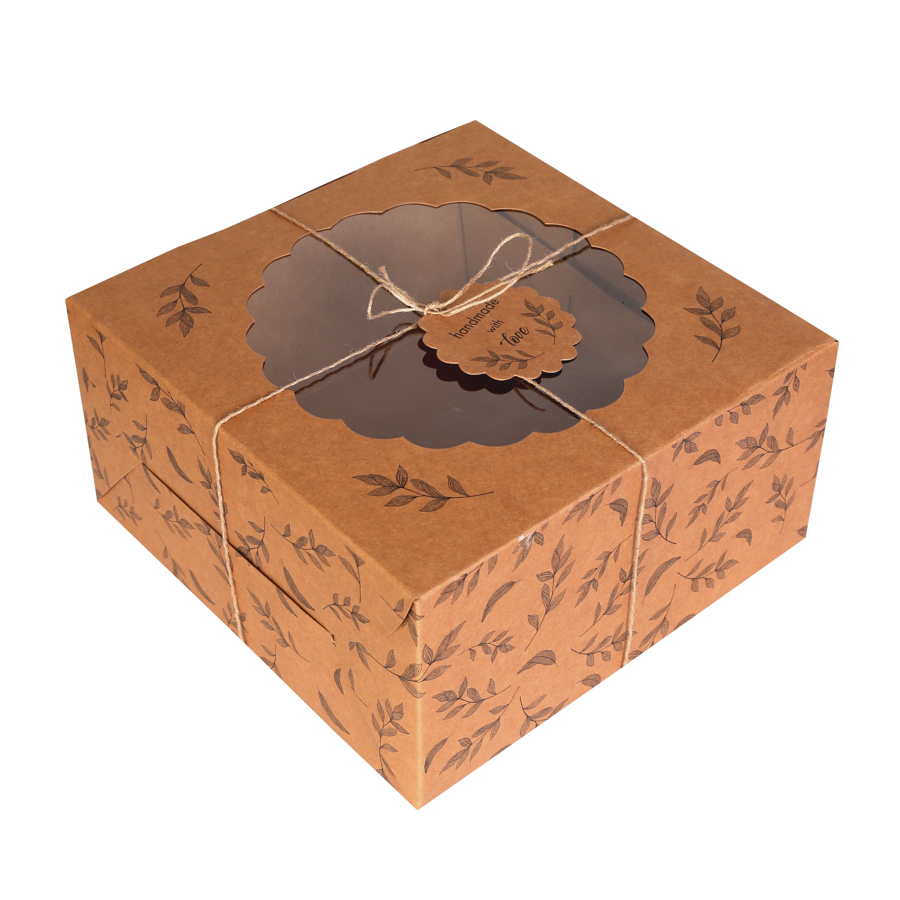 Brown Kraft Paper Gift Boxes with Handle & Clear Window Tea Packaging