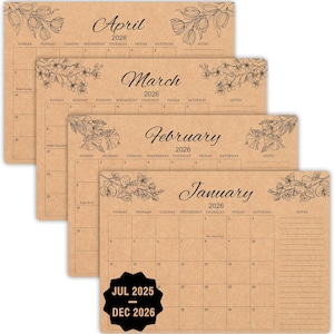 Desk Calendar July 2025- Dec 2026, Large A3 Desk pad, Monthly Daily Planner, Desktop / Hanging Pad made of Kraft paper: Size 12 x 17 inches