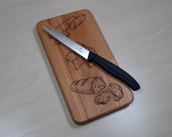 Mini Cutting Board with Built-in Knife Handmade Camping Backpacking Hiking Cheese/Charcuterie Board Appetizer Tray