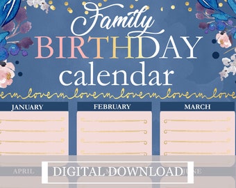 Birthday Calendar Tracking Reminder