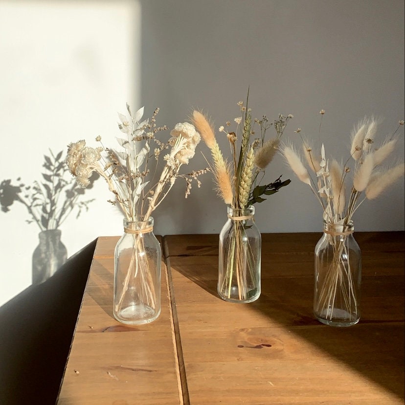 Dried flower trio vases Dry Flower Flower Decor Milk Etsy