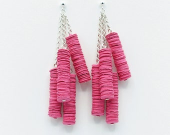 Erika Pink Dangle Earrings | Handmade Jewellery | Colourful Four Strand Earrings | Unique Jewellery | UK Made Earrings | Sustainable Gift