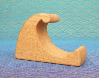 Great Wave Solid Beech Hardwood Phone Stand