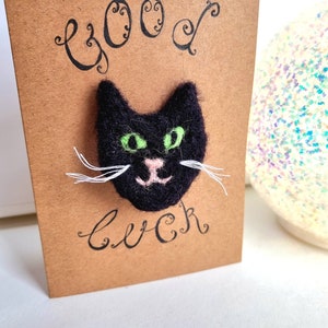 Glückskarte, Katze Brosche, Anstecker, schwarze Katze