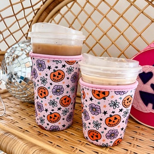 Boho Halloween Pumpkin Iced Coffee Sleeve: Spooky Szn Drink Accessory