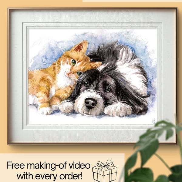 Retrato de animal de estimação 100% pintado à mão, aquarela personalizada a partir de foto, pintura personalizada de gato, retrato de cachorro, pintura em aquarela de animal de estimação, cachorro pintado à mão