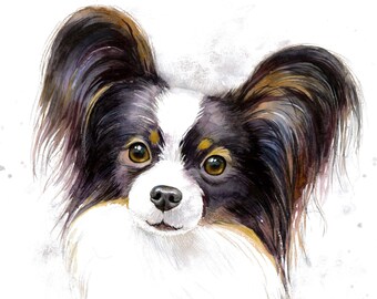 Hand painted custom dog portrait watercolor, Dog memorial,  Painted from photo dog artwork, Pets watercolor portraits, Pet lover gift