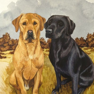 Golden retriever custom portrait |labrador portrait | Painting from photo | Personalized gift | Hand painted watercolor art | Dog memorial