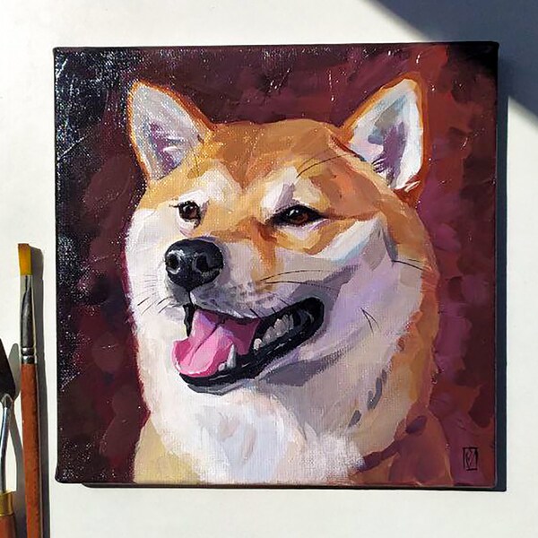 Acrylic Dog Painting Etsy