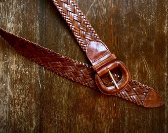 1970s braided leather belt - Onesize