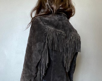 1970s Pioneer Wear fringed suede western jacket // Size XS