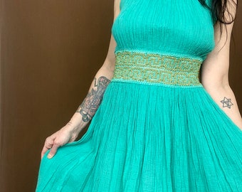 RESERVED!!! 1970s Aqua green Grecian dress / Size S-M