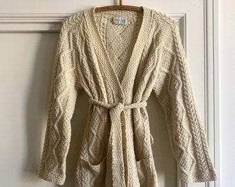 1960s Irish Donald Davies hand knitted wool cardigan // Size XS-S