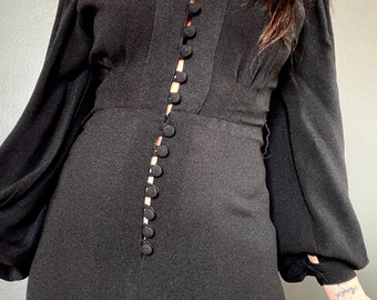 1970s original Ossie Clark for Radley black maxi dress // Size XS-S
