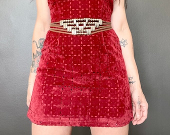 1980s boho metal bead belt // Size S-M
