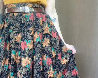 1990s floral midi skirt // Size S