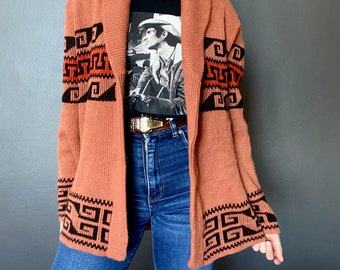 1970s Southwest sweater cardigan // Size M