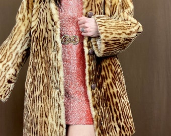 1960s Leopard print lamb fur jacket // Size M