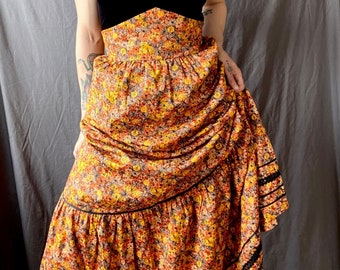 1970s floral peasant skirt - Size M