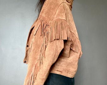 1980s fringed suede western jacket // Size S