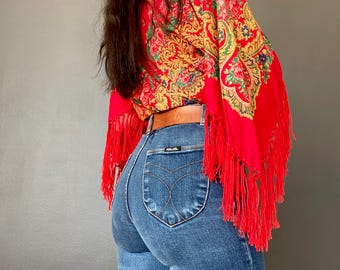 RESERVED! Don't buy! 1970s Folklore embroidered blouse // Size S-M